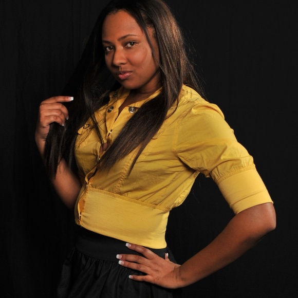 Too Hot Womens Large Yellow Snap Button Lightweight 3/4 Sleeve Utility Jacket - Picture 4 of 12